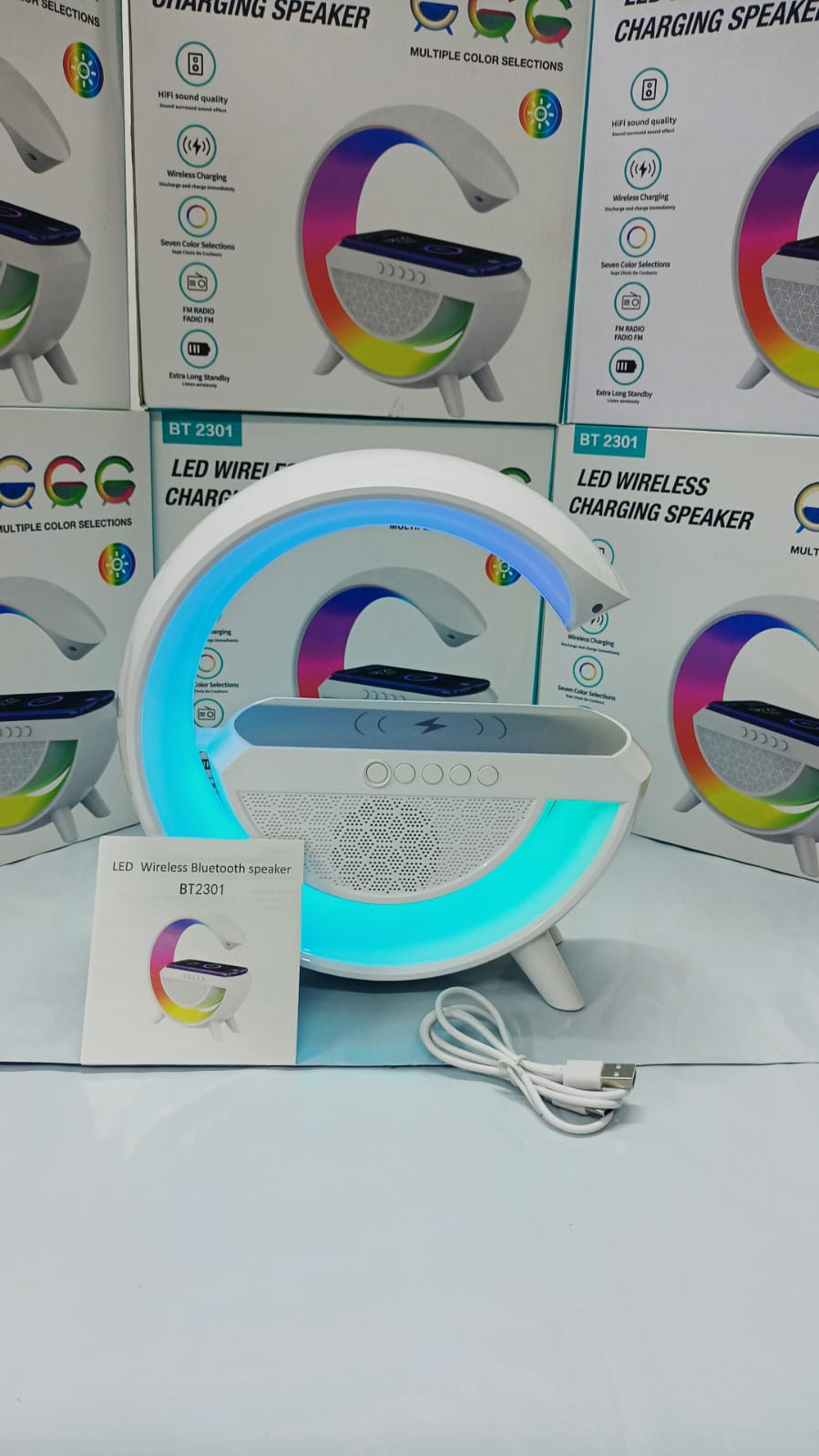 Altavoz Bluetooth con Luces Nocturnas y Carga Inalámbrica